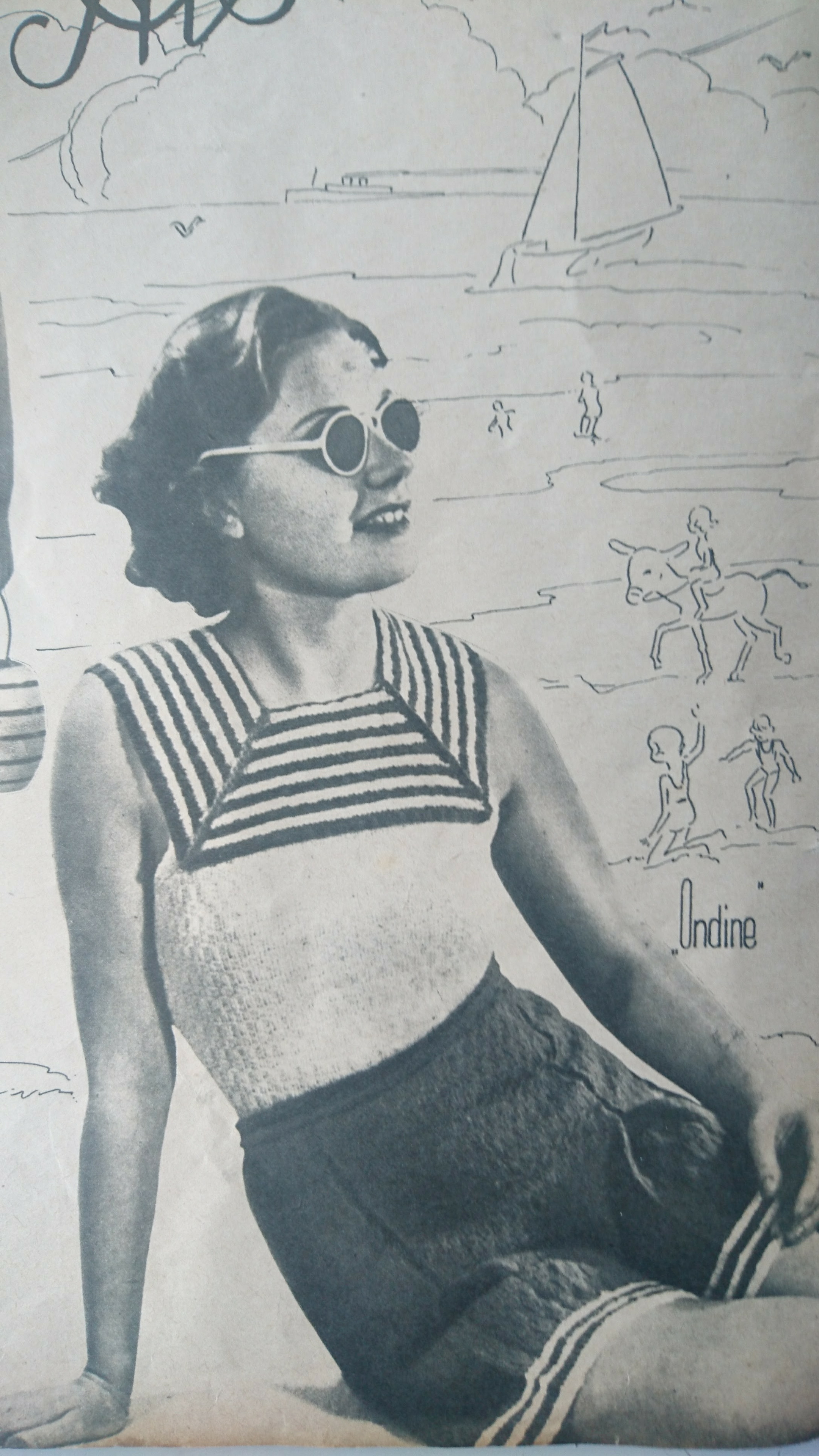 Foto van een patroon voor een gebreid damesbadpak uit Margriet Revue, begin jaren '40
