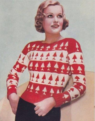 De Breistaat breien Vintage Novelty Sweater Christmas Kerstmis The Needlewoman Christmas Jumper no. 185 1937/1938 kersttruien