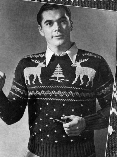 De Breistaat breien Vintage Novelty Sweater Christmas Kerstmis Mens' 1950's Reindeer Jumper